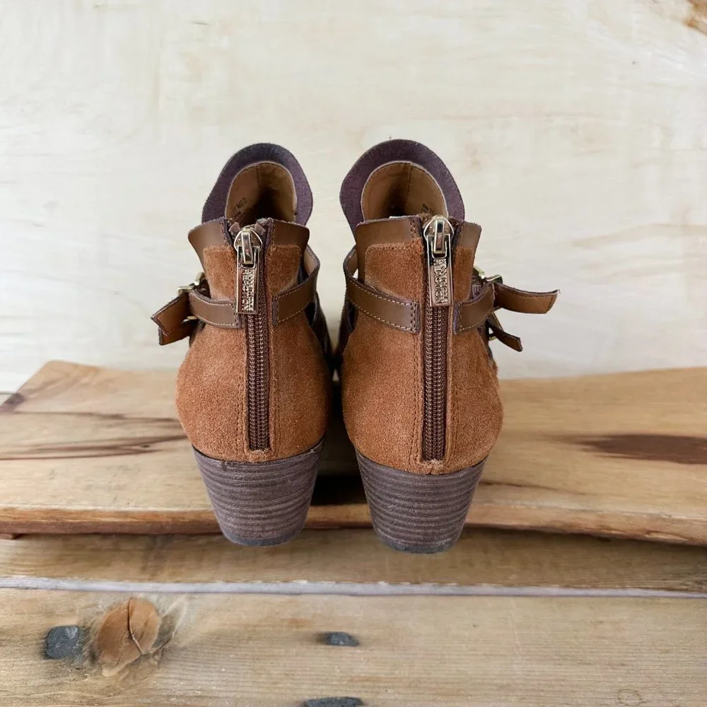 Kenneth Cole Reaction 7 pil-gram Booties‎ Boots Chestnut Brown Suede Buckles 11